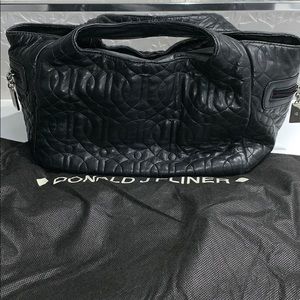 Donald J Pliner black leather handbag